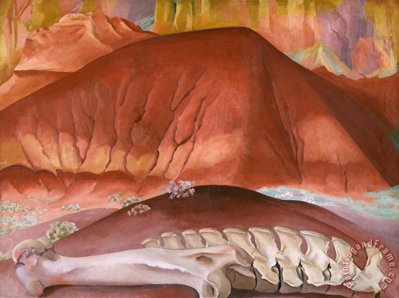 Red Hills And Bones painting - Georgia O'Keeffe Red Hills And Bones Art Print