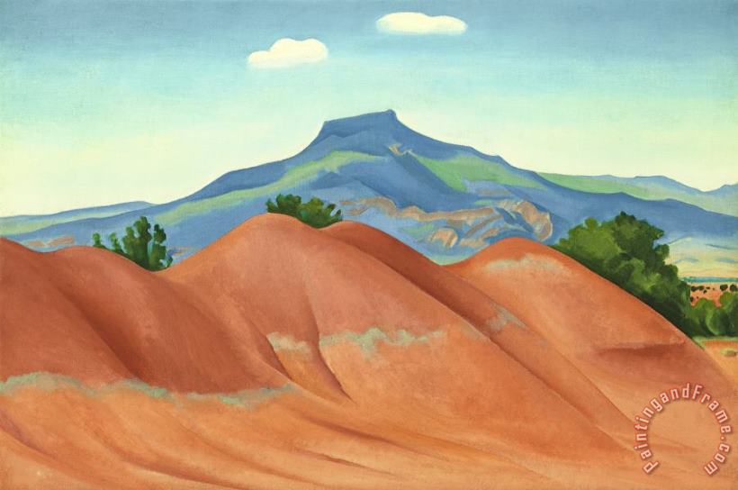Red Hills with Pedernal, White Clouds, 1936 painting - Georgia O'keeffe Red Hills with Pedernal, White Clouds, 1936 Art Print