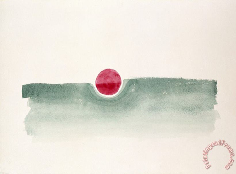Georgia O'keeffe Untitled (abstraction Green Line And Red Circle), 1978 Art Print