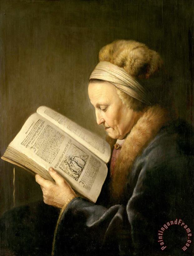 Gerard Dou Old Woman Reading Art Painting
