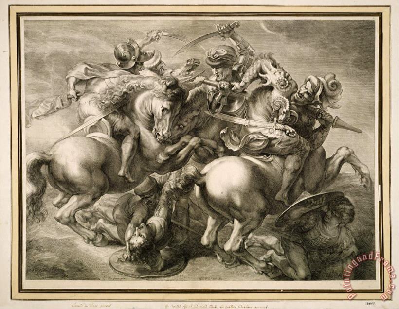 The Battle of Four Horsemen (battle of Anghiari) painting - Gerard Edelinck The Battle of Four Horsemen (battle of Anghiari) Art Print