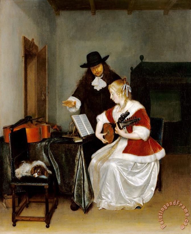 The Music Lesson painting - Gerard ter Borch The Music Lesson Art Print