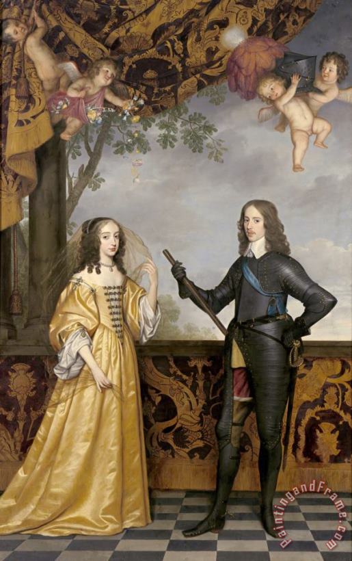 Gerard Van Honthorst Portrait of Willem II (1626 1650), Prince of Orange, And His Wife Mary Stuart (1631 1660) Art Painting