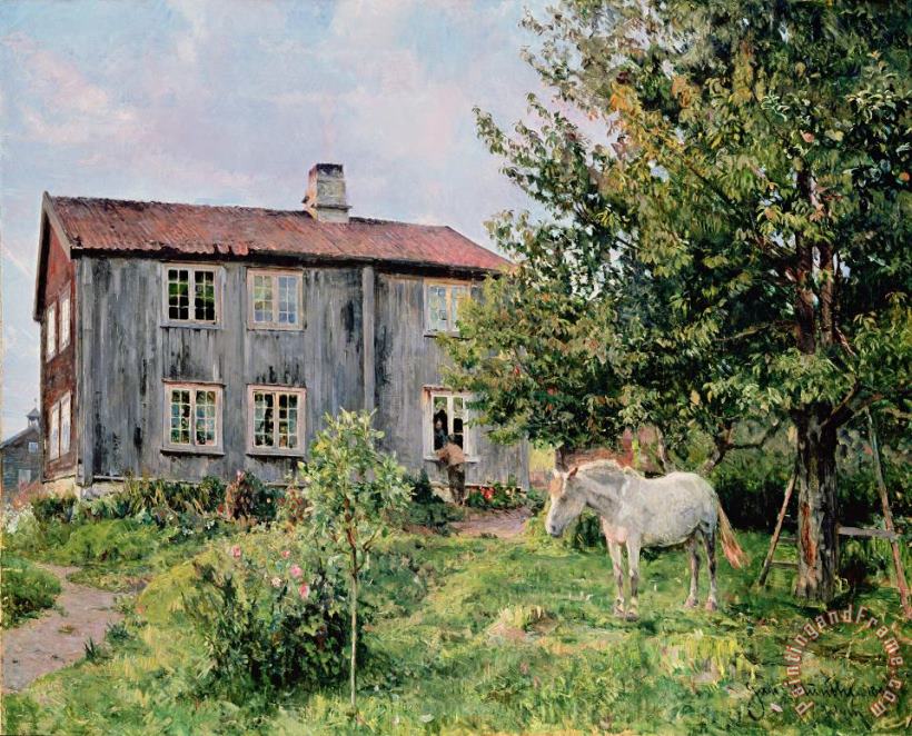 Gerhard Peter Frantz Vilhelm Munthe At The Farm Art Painting