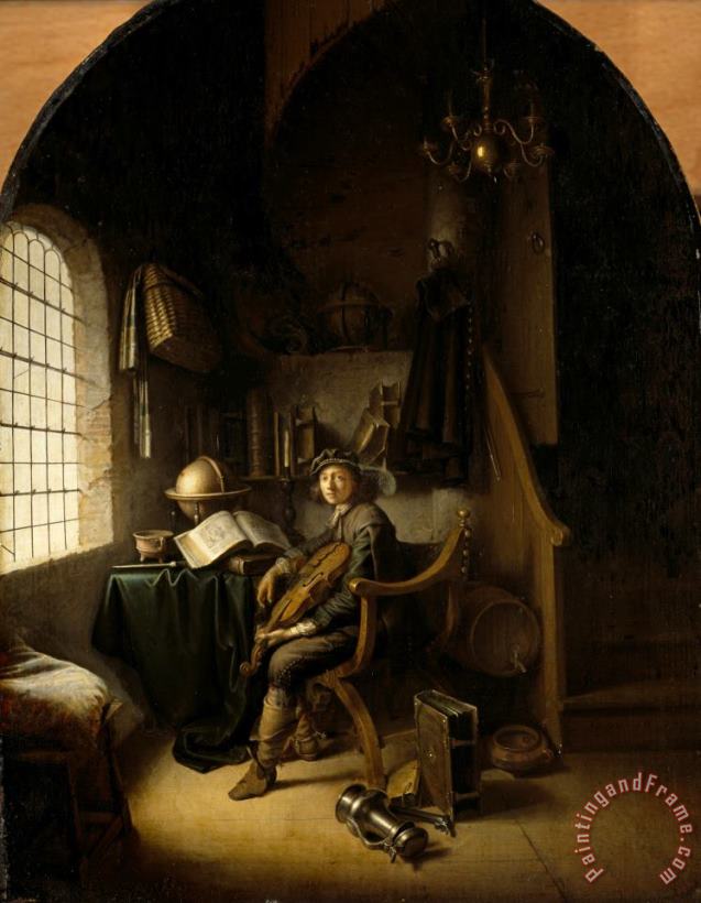 Gerrit Dou An Interior with a Young Violinist Art Painting