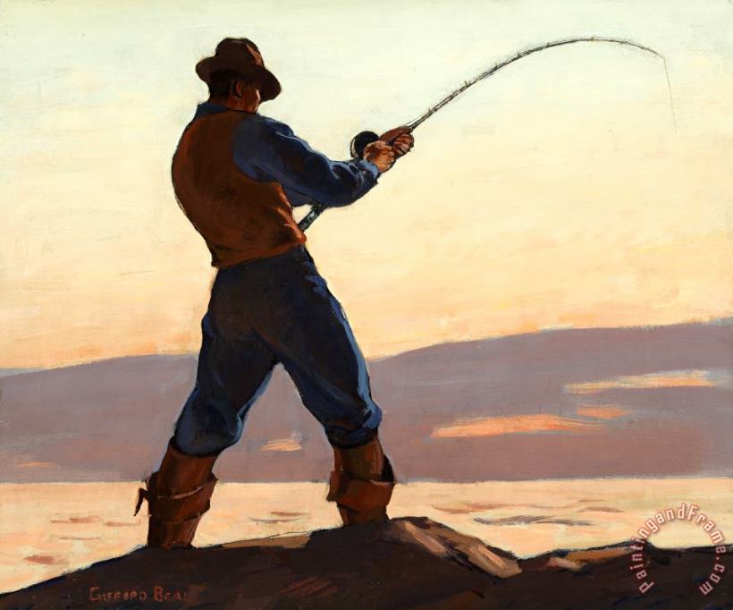 Gifford Reynolds Beal Sea Bass Fisherman Art Painting