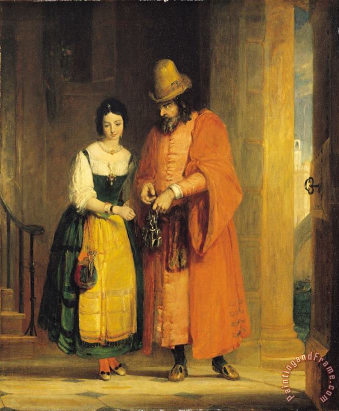 Shylock and Jessica from 'The Merchant of Venice' painting - Gilbert Stuart Newton Shylock and Jessica from 'The Merchant of Venice' Art Print