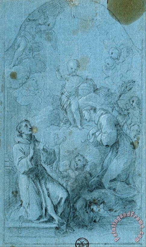 Giovanni Agostino Ratti Saint Peter of Alcantara And Saint Anthony of Padua Worship The Christ Child Art Print