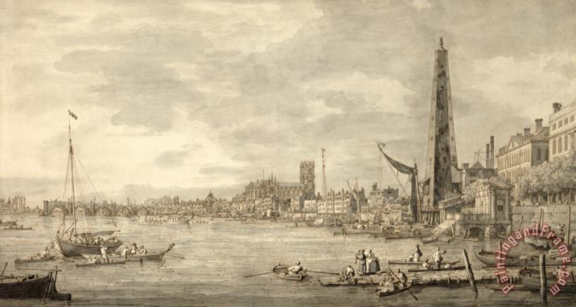 The Thames Looking towards Westminster from near York Water Gate painting - Giovanni Antonio Canaletto The Thames Looking towards Westminster from near York Water Gate Art Print