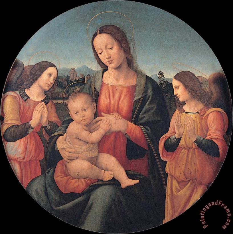 Madonna with The Child And Angels painting - Giovanni Antonio Sogliani Madonna with The Child And Angels Art Print