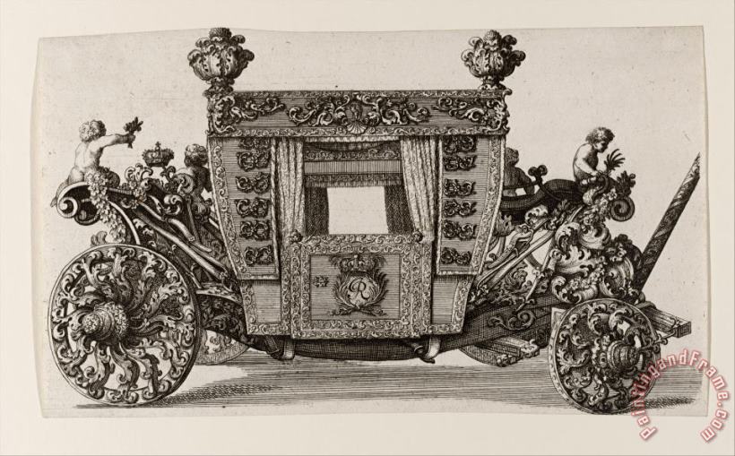 Side View of The Second Carriage of Lord Castelmaine Built in 1686 by Andrea Cornely After His Own D... painting - Giovanni Battista Lenardi Side View of The Second Carriage of Lord Castelmaine Built in 1686 by Andrea Cornely After His Own D... Art Print