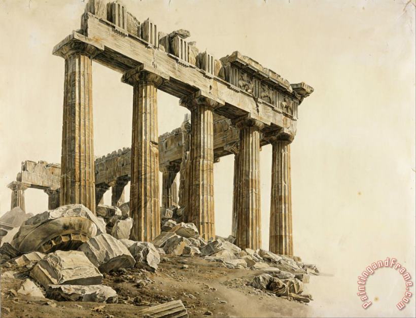 The South East Corner of The Parthenon, Athens painting - Giovanni Battista Lusieri  The South East Corner of The Parthenon, Athens Art Print