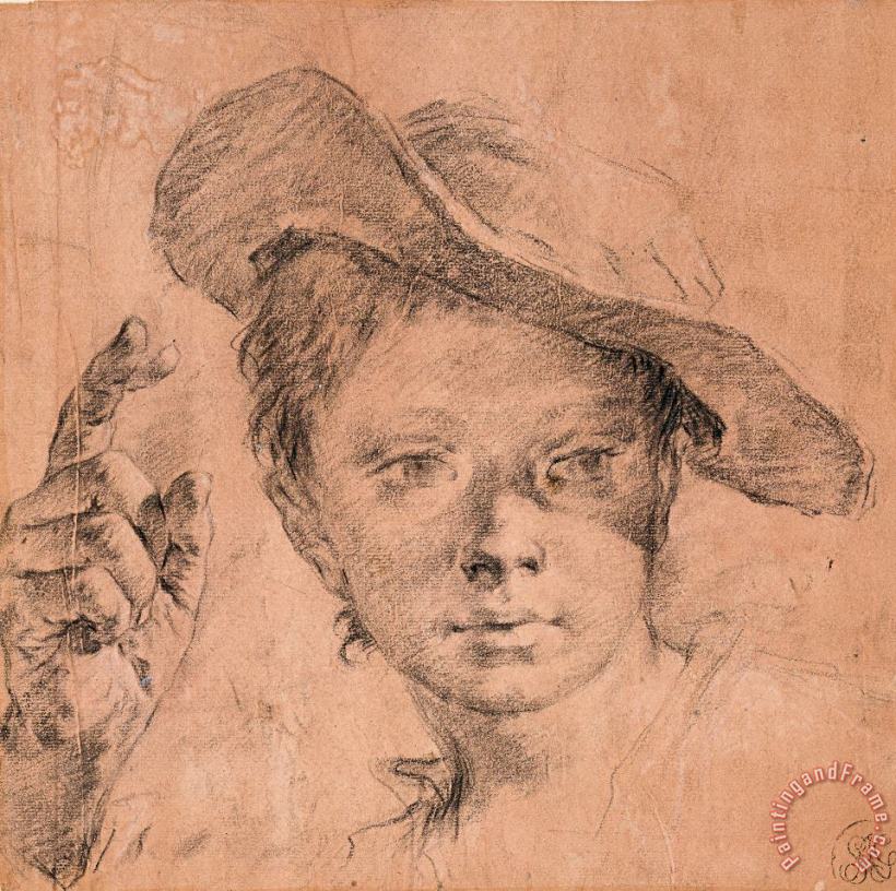 Giovanni Battista Piazzetta Portrait of a Boy Pointing with Raised Right Hand, C. 1740 1745 Art Print