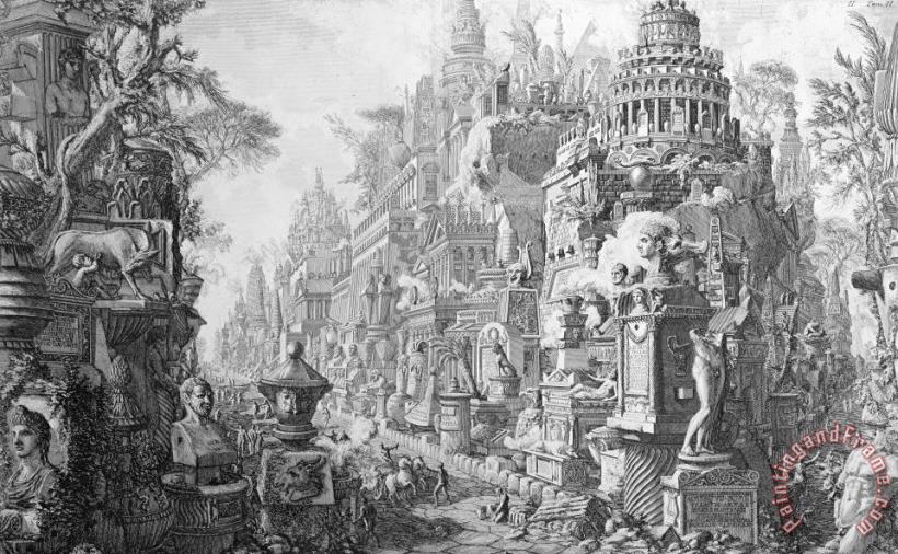 Allegorical Frontispiece Of Rome And Its History From Le Antichita Romane painting - Giovanni Battista Piranesi Allegorical Frontispiece Of Rome And Its History From Le Antichita Romane Art Print