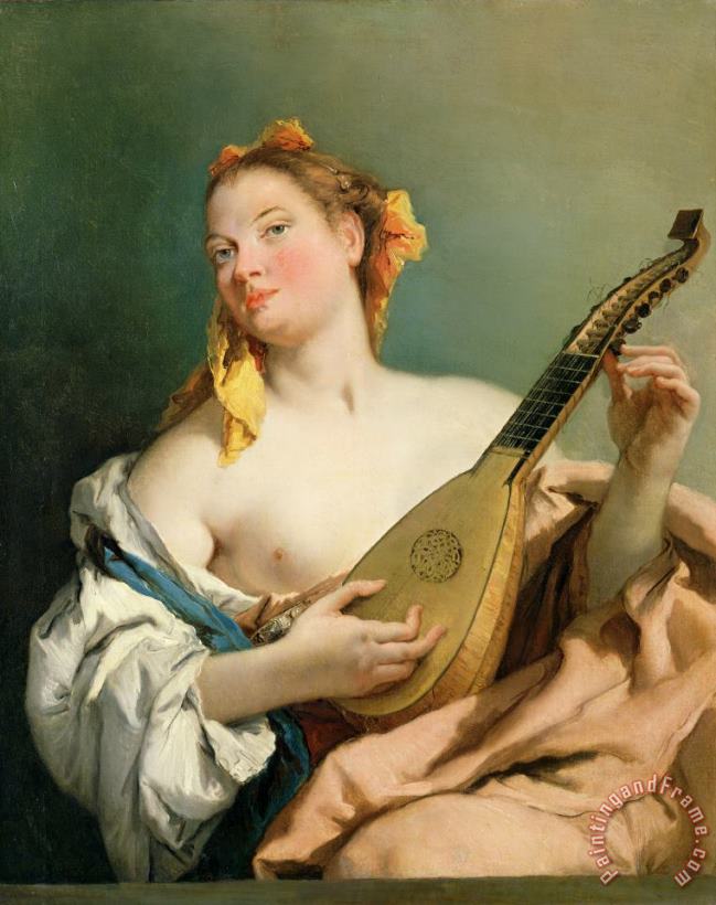 Girl with a Mandolin painting - Giovanni Battista Tiepolo Girl with a Mandolin Art Print