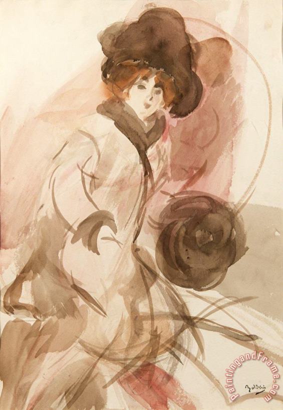 Giovanni Boldini Sketch of a Woman with Hat Art Print