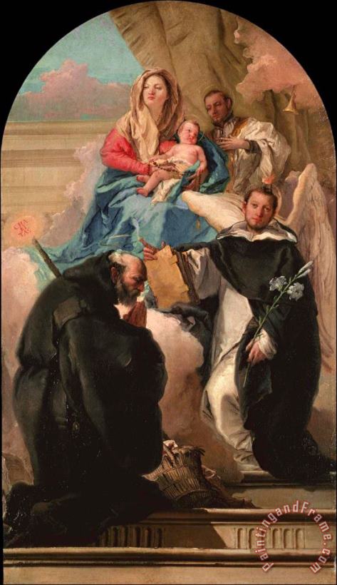 Madonna And Child with Three Saints painting - Giovanni Domenico Tiepolo Madonna And Child with Three Saints Art Print