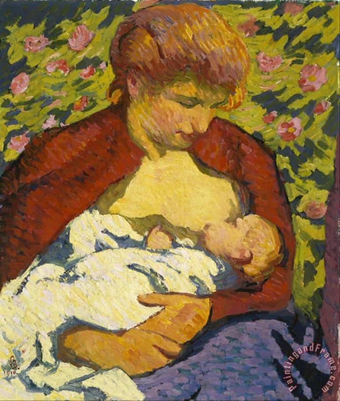 Young Mother painting - Giovanni Giacometti Young Mother Art Print