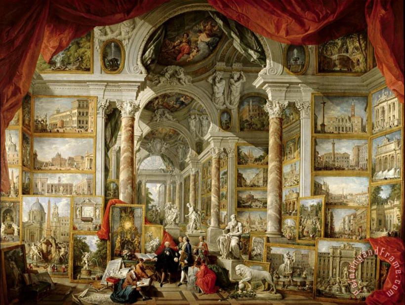 Gallery with Views of Modern Rome painting - Giovanni Paolo Panini Gallery with Views of Modern Rome Art Print