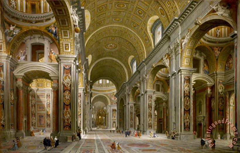Interior of St. Peter's, Rome painting - Giovanni Paolo Panini Interior of St. Peter's, Rome Art Print