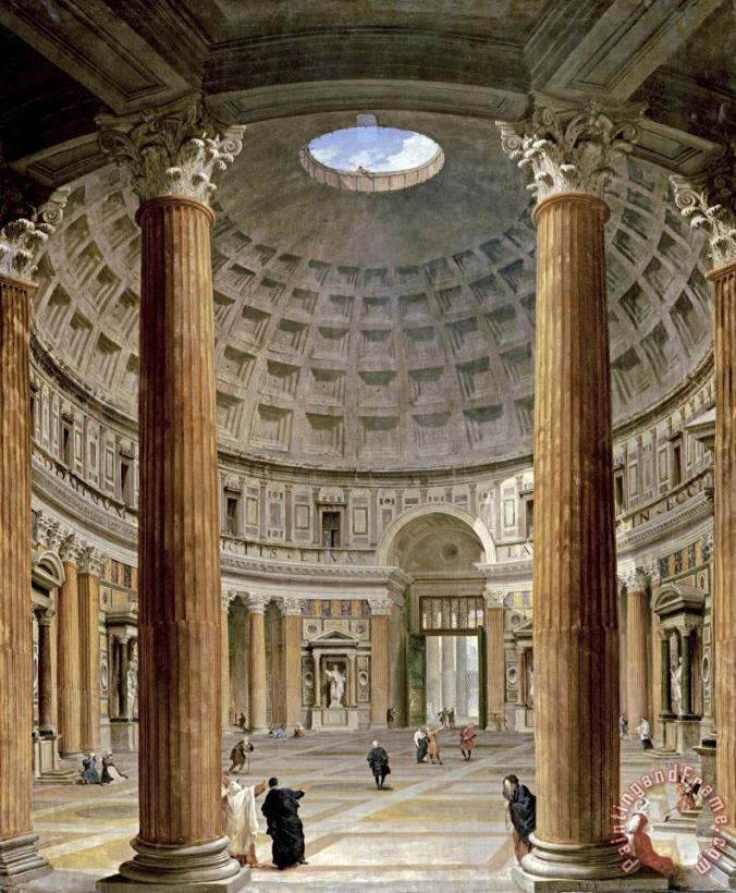 The Interior of The Pantheon, Rome painting - Giovanni Paolo Panini The Interior of The Pantheon, Rome Art Print