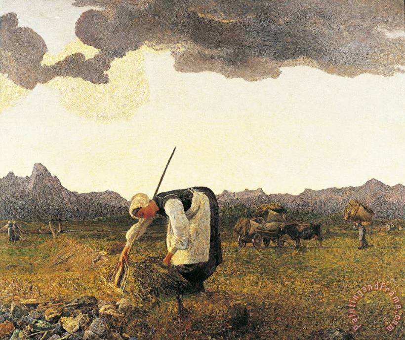 Giovanni Segantini The Hay Harvest Art Painting