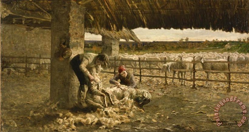 The Sheepshearing painting - Giovanni Segantini The Sheepshearing Art Print