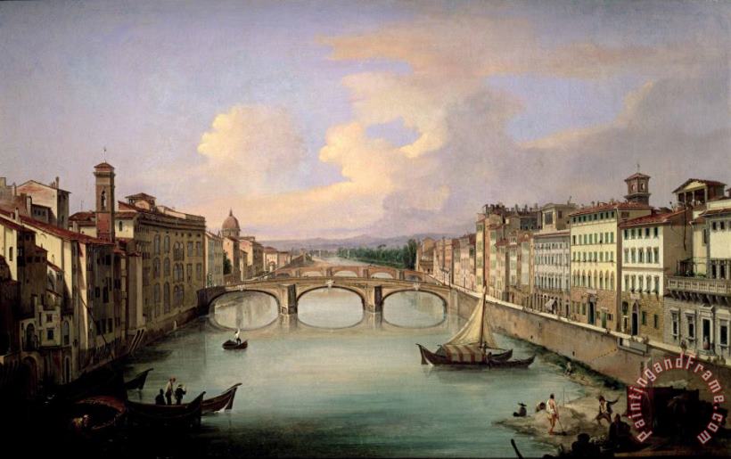 Florence from the Ponte Vecchio painting - Giovanni Signorini Florence from the Ponte Vecchio Art Print