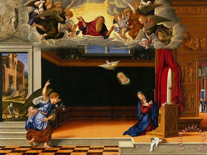 Girolamo da Santacroce The Annunnciation Art Painting