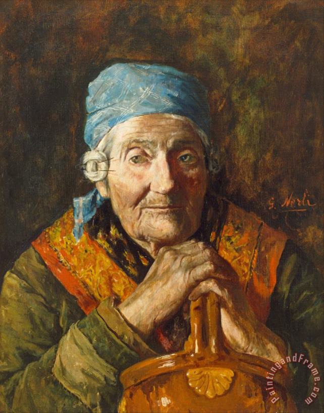 An Old Woman (study) painting - Girolamo Nerli An Old Woman (study) Art Print