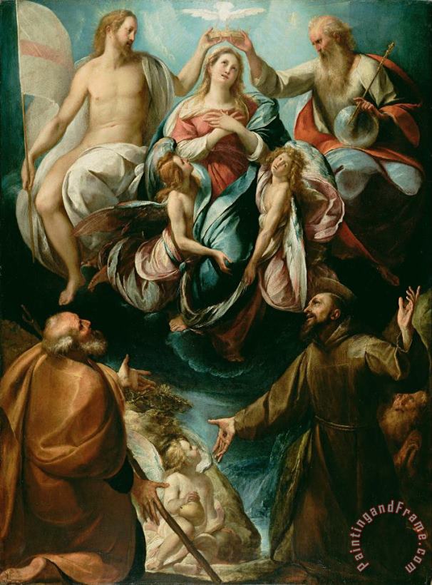 Coronation of The Virgin with Saints Joseph And Francis of Assisi painting - Giulio Cesare Procaccini  Coronation of The Virgin with Saints Joseph And Francis of Assisi Art Print