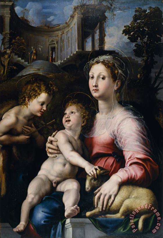 Giulio Romano The Madonna And Child with Saint John The Baptist Art Print