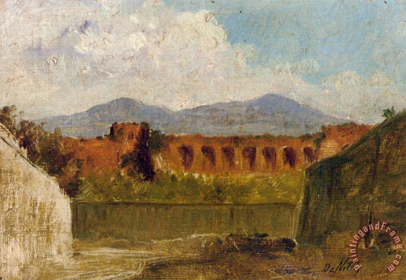 A Roman Aqueduct painting - Giuseppe De Nittis A Roman Aqueduct Art Print