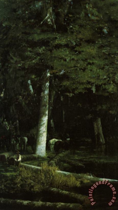 Wood Felling in a Forest painting - Giuseppe De Nittis Wood Felling in a Forest Art Print
