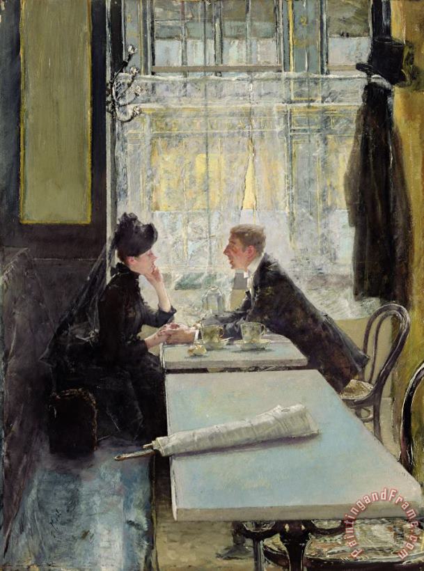 Lovers in a Cafe painting - Gotthardt Johann Kuehl Lovers in a Cafe Art Print