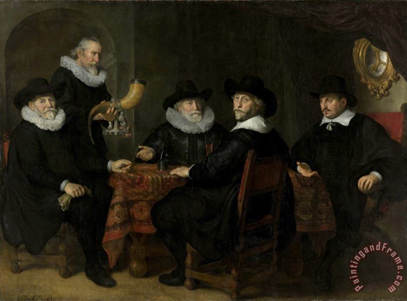 Govaert Flinck Four Governors of The Arquebusiers Civic Guard, Amsterdam, 1642 (officers And Other Marksmen of The Xviii District in Amsterdam Under The Command of C Art Print