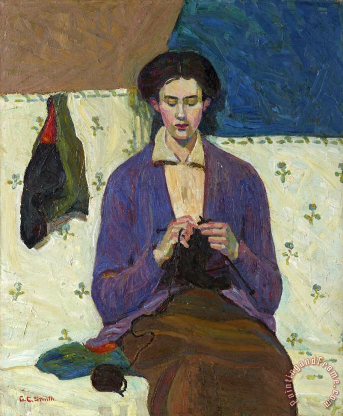 The Sock Knitter painting - Grace Cossington Smith The Sock Knitter Art Print