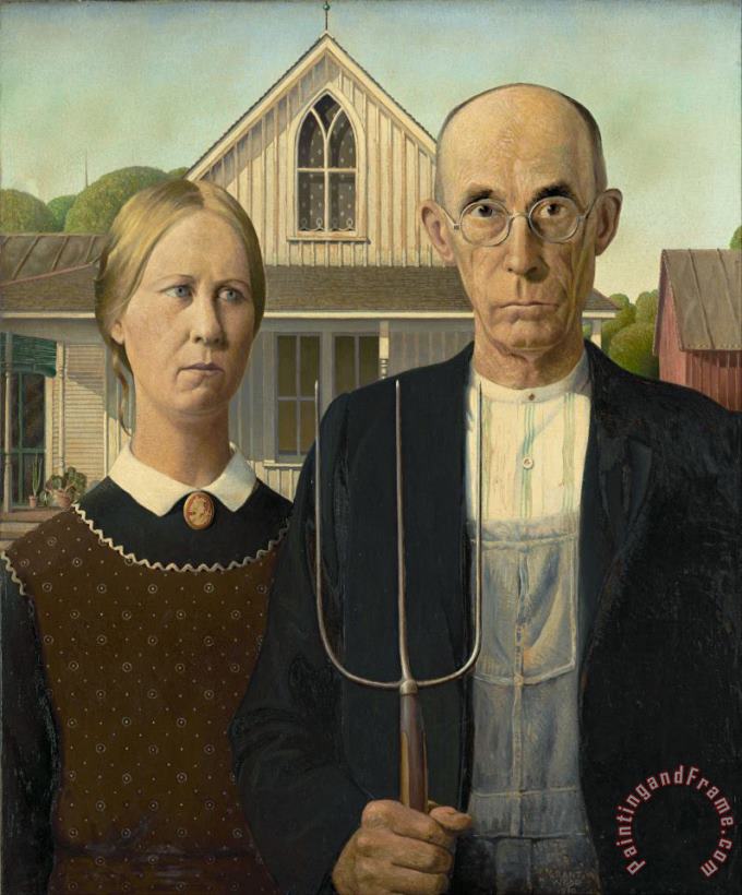 Grant Wood American Gothic Art Painting