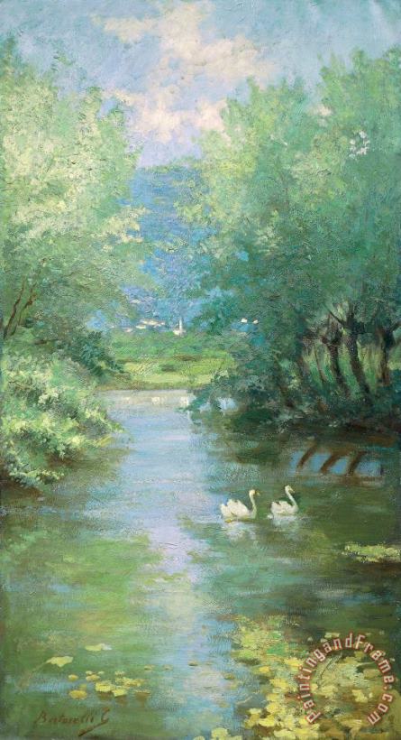 Landscape With Swans painting - Guido Bertarelli Landscape With Swans Art Print