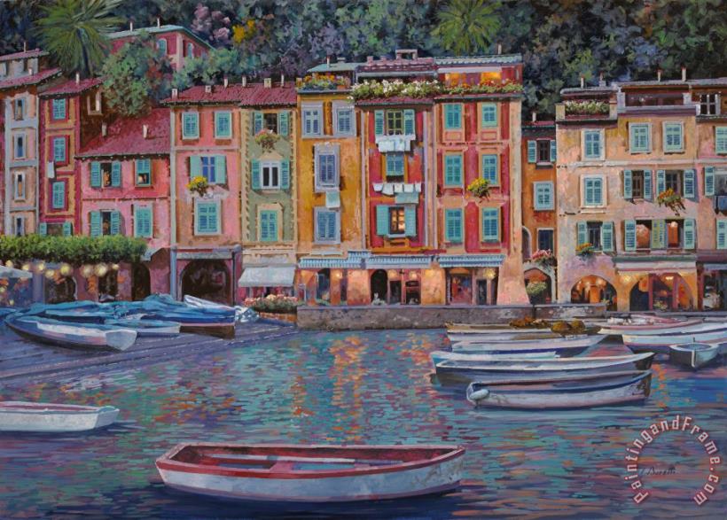 Portofino al crepuscolo painting - Collection 7 Portofino al crepuscolo Art Print