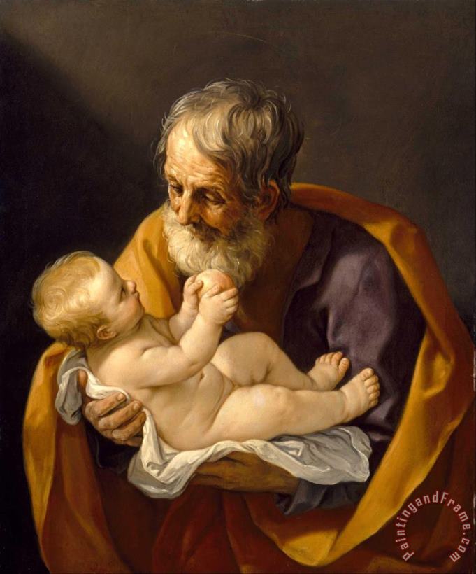 Guido Reni Saint Joseph And The Christ Child Art Painting