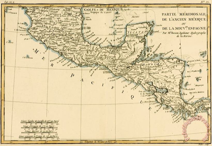 Guillaume Raynal Antique Map of Southern Mexico Art Print