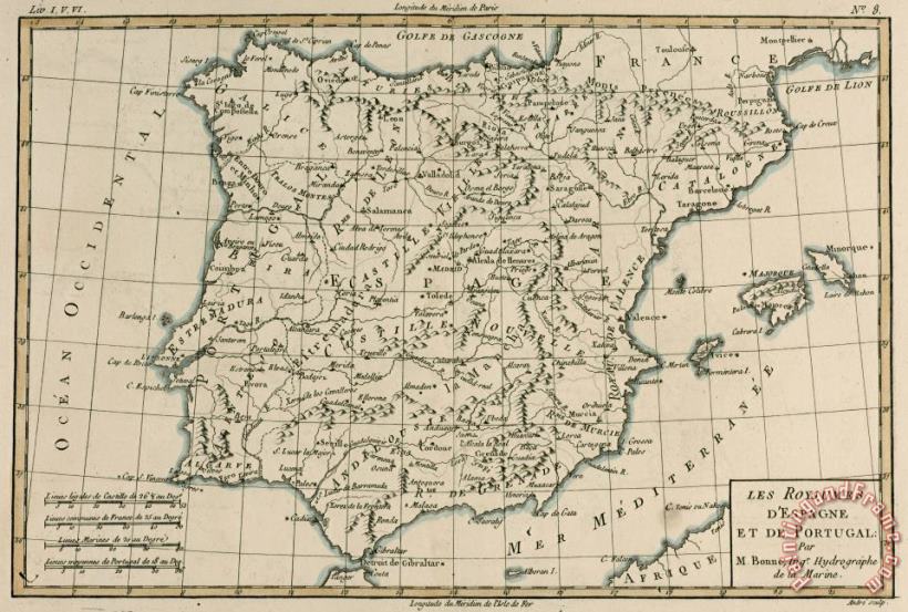 Guillaume Raynal Antique Map Of Spain Art Painting