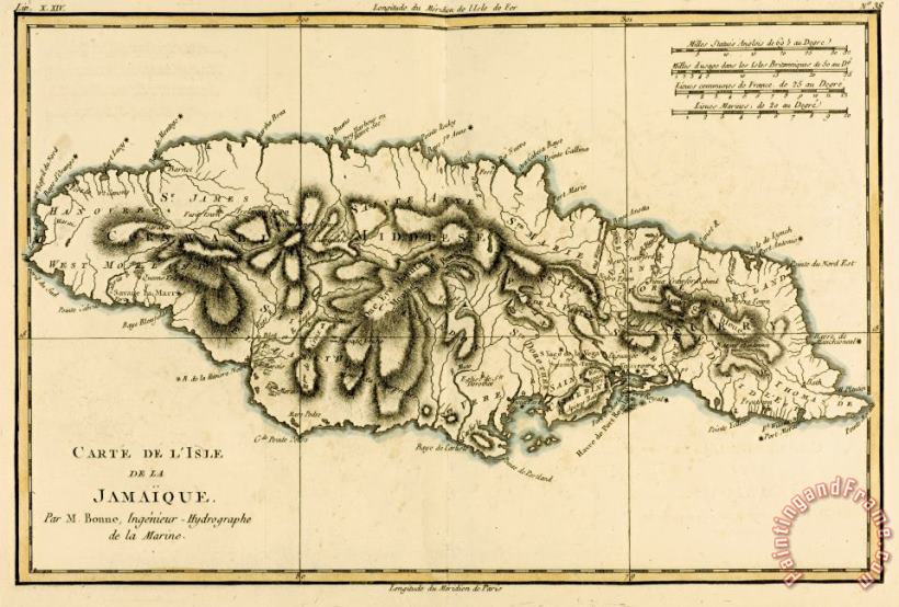 Map of Jamaica painting - Guillaume Raynal Map of Jamaica Art Print