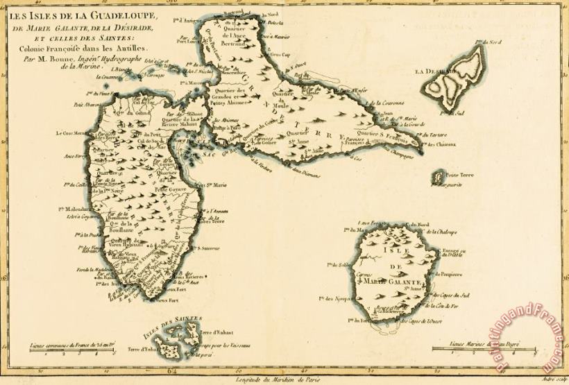The Islands of Guadeloupe painting - Guillaume Raynal The Islands of Guadeloupe Art Print