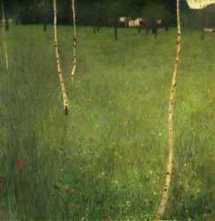 Gustav Klimt Farmhouse with Birch Trees