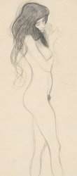 Gustav Klimt Female Nude Standing Drawing