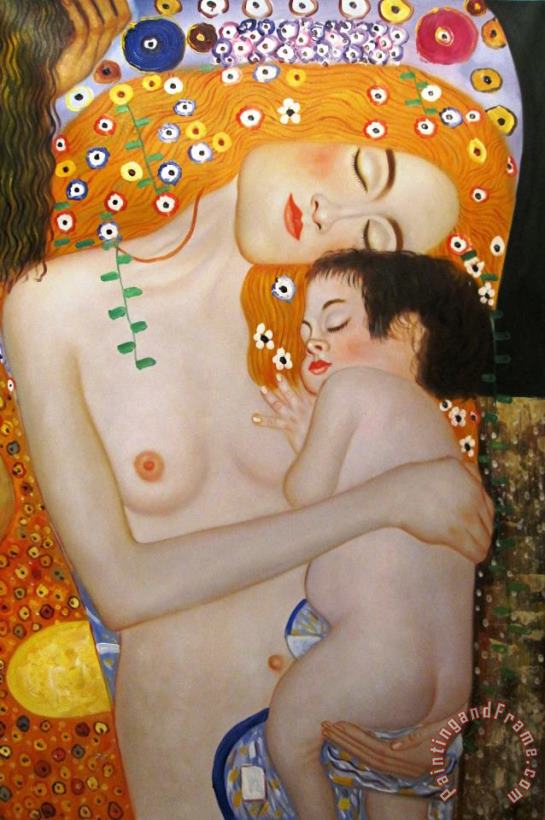 Gustav Klimt Mother And Child Art Painting