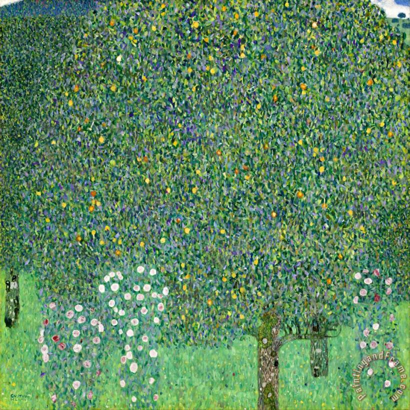 Gustav Klimt Rosebushes Under The Trees Art Painting