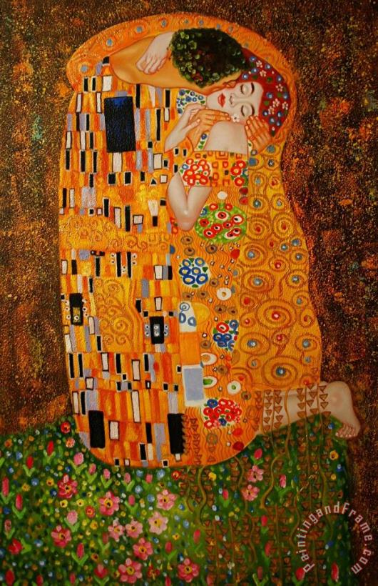 Gustav Klimt The Kiss Art Painting